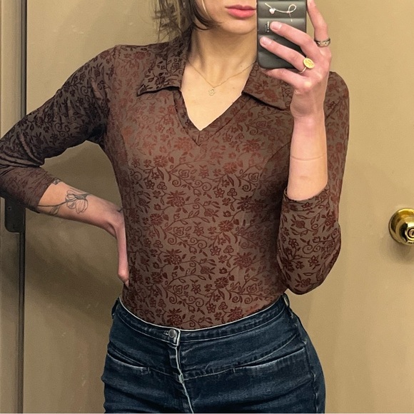 Vintage Papillon Blanc Collared Bodysuit - Picture 2 of 8